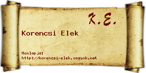 Korencsi Elek névjegykártya